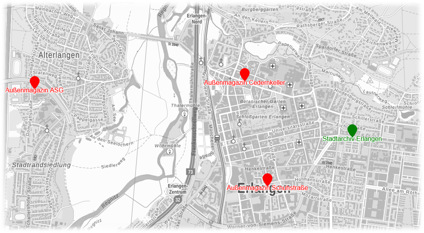 Die verbliebenen Außenmagazine des Stadtarchivs 2011-2019